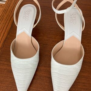 Franco Sarto light blue ankle strap heels